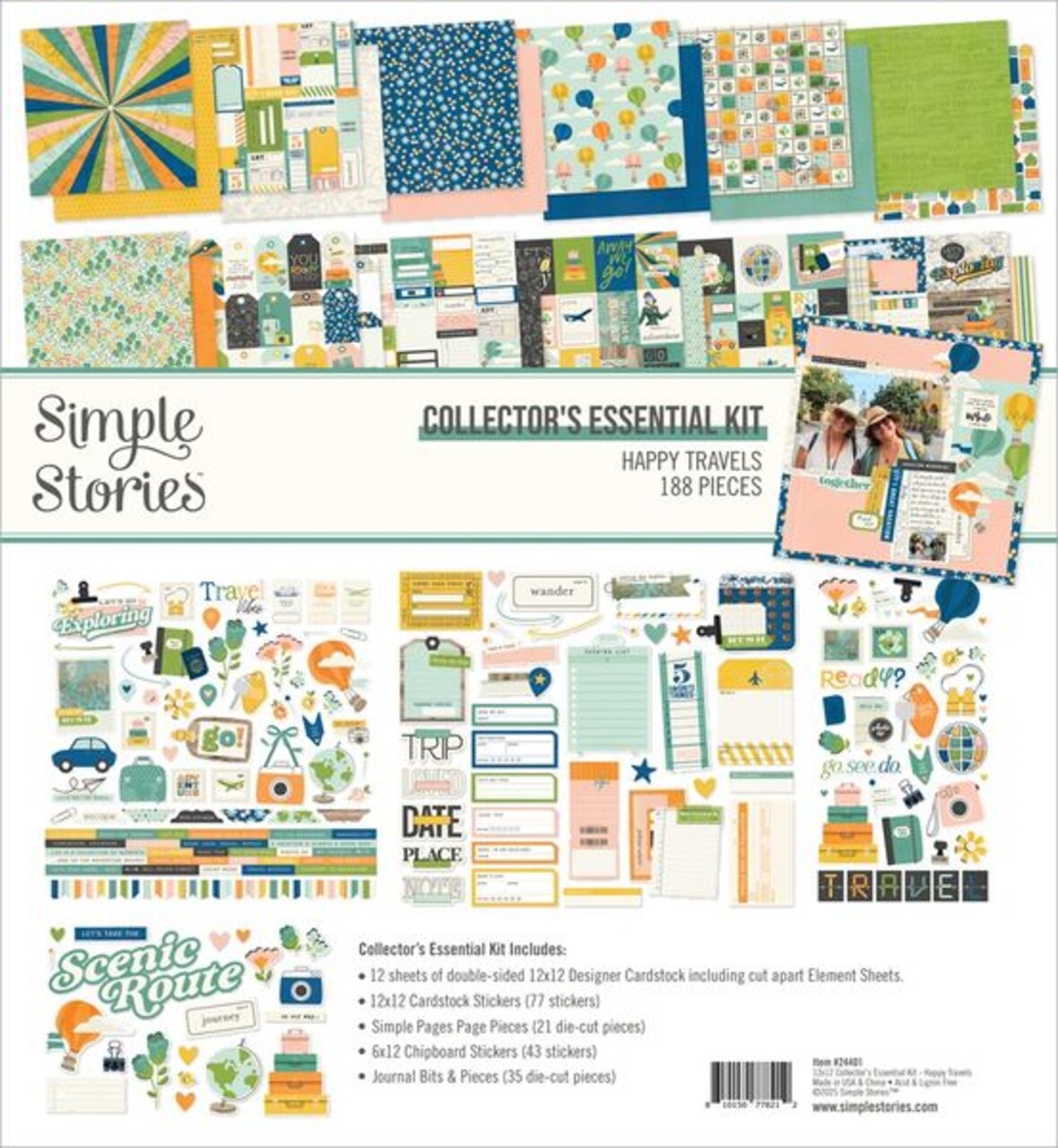 Simple Stories Happy Travels Collector's Essential 12"X12" Kit